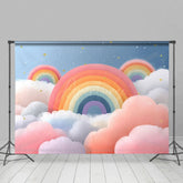 Aperturee - Aperturee Fairy Rainbow Clouds Starry Cake Smash Photo Backdrop